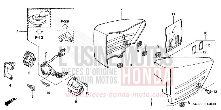 COUVERCLE LATERAL de Shadow VT125C NOIR (NH1) 2001
